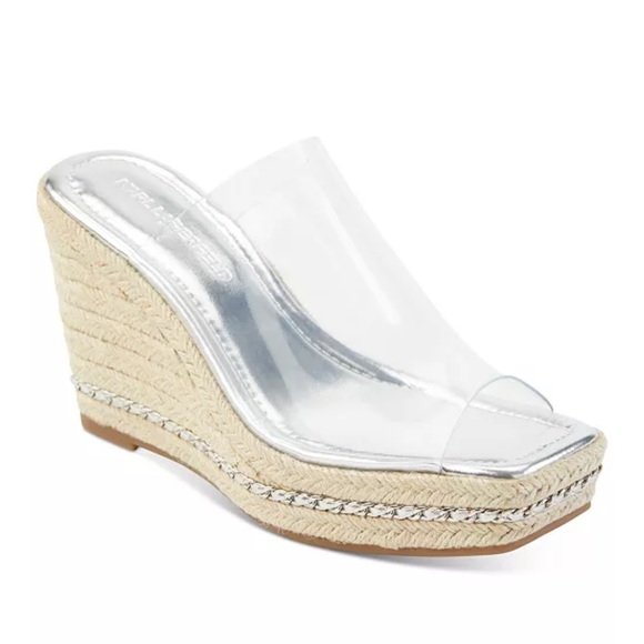 NEW Karl Lagerfeld Corissa Transparent Platform Wedges Espadrilles Sandals - Picture 1 of 5